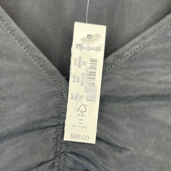 MADEWELL Top Women 00 Black Brushed Ruched-Front NEW Long Sleeve Blouse NN960 - Picture 15 of 16